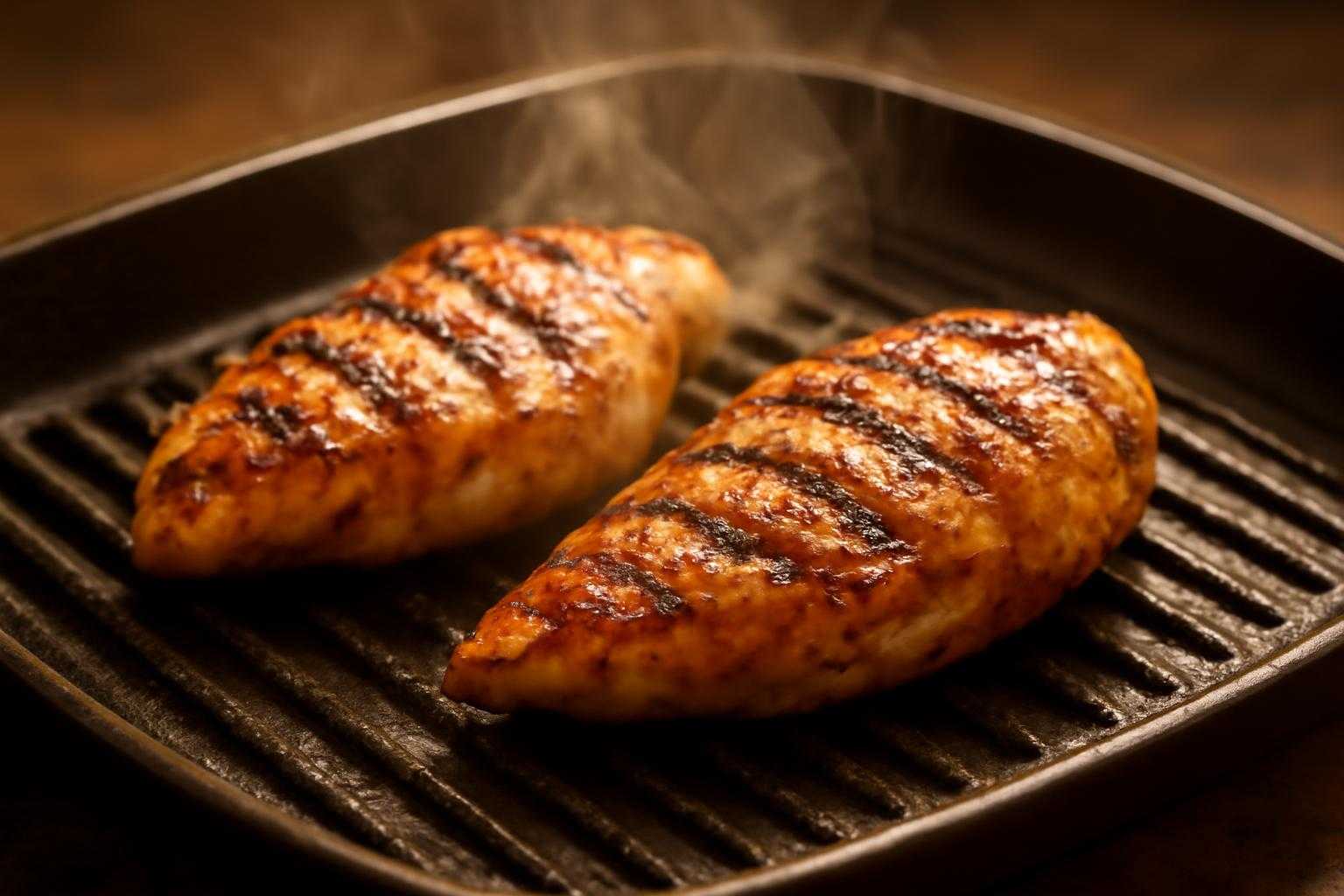 カイノミとササミを焼いている調理シーン