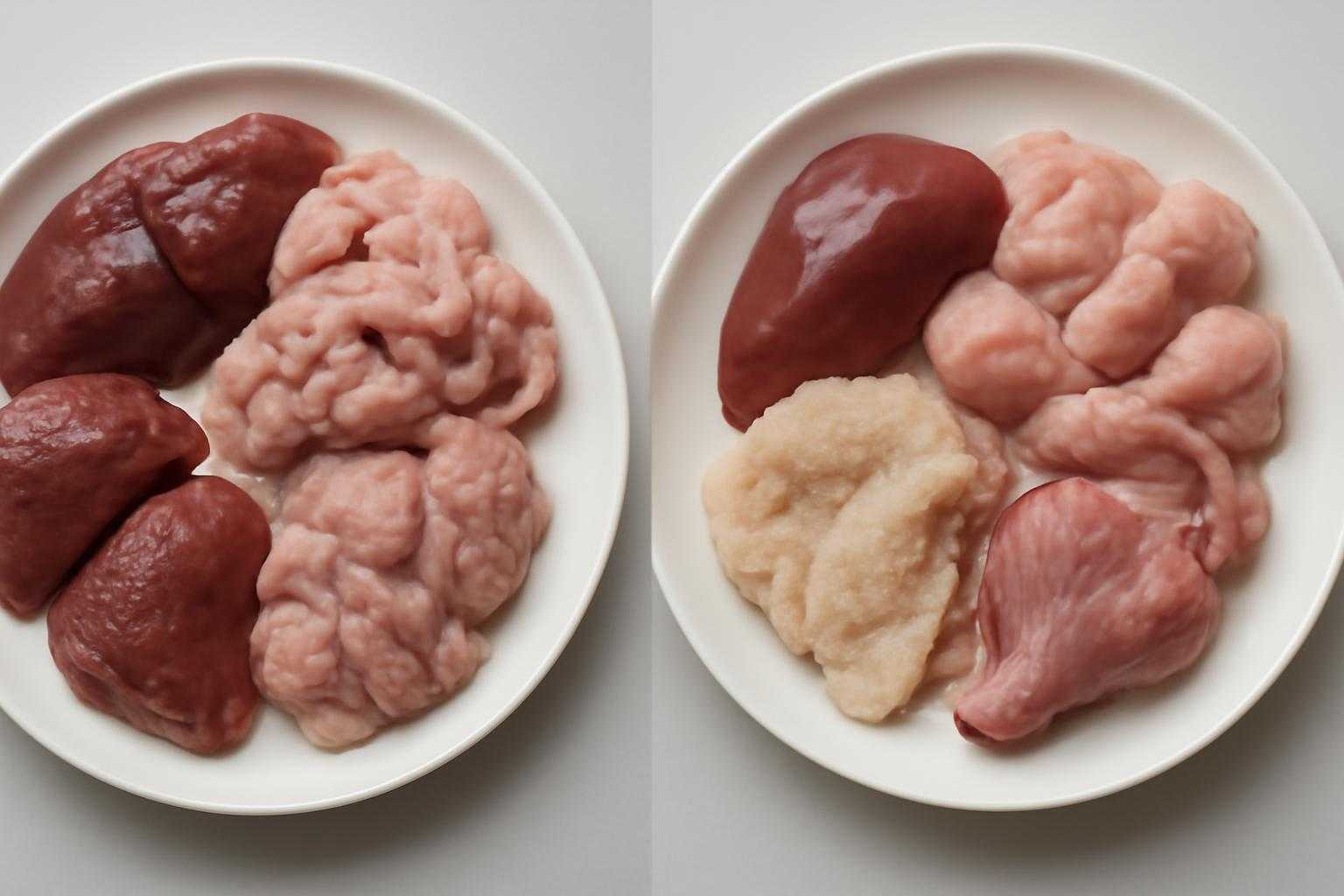 豚と鶏のホルモン部位を並べた比較イメージ