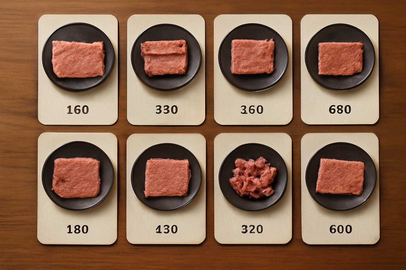 焼肉メニュー表と値札が並んでいる様子