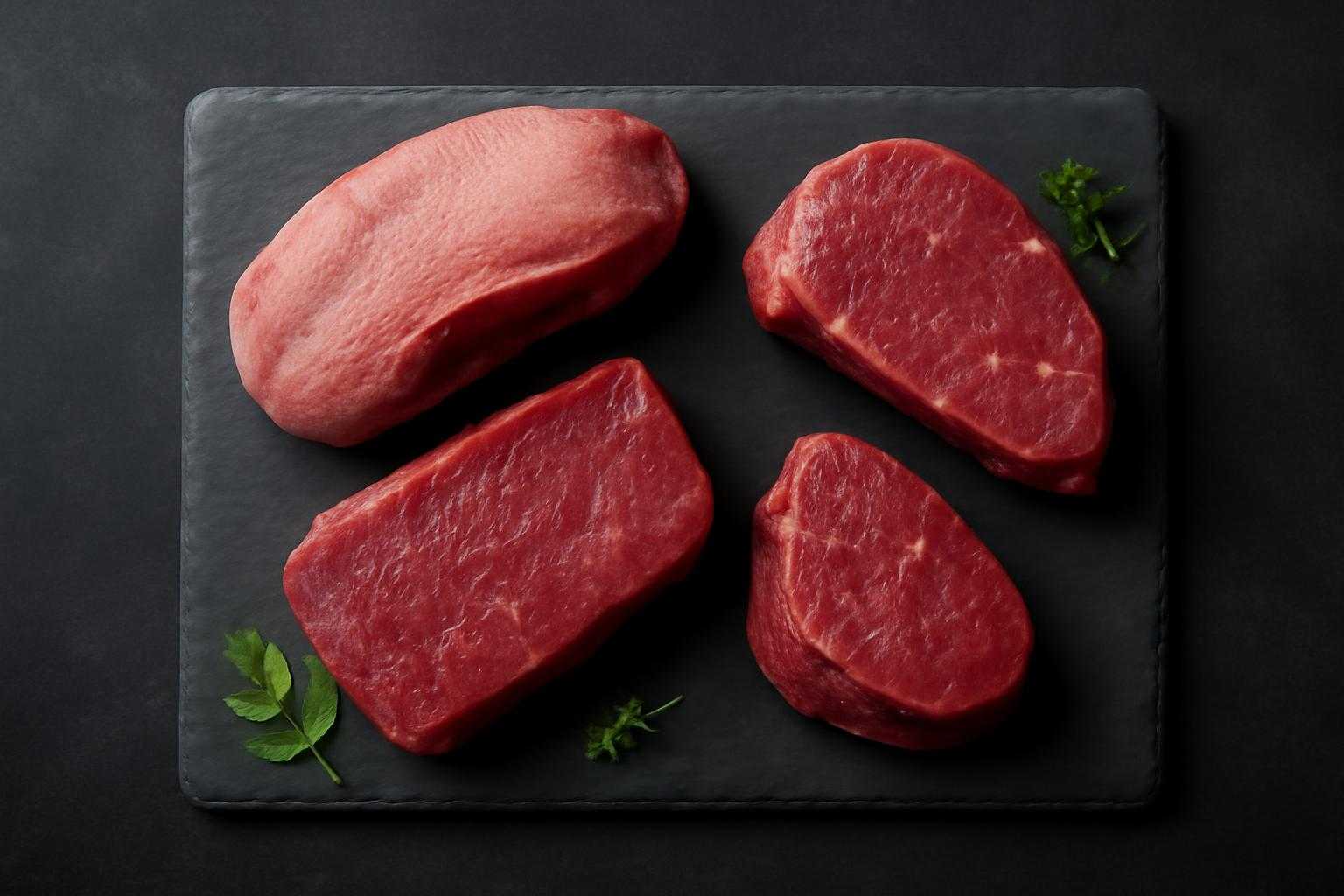 タン、ロース、ヒレなど脂が少ない焼肉部位の盛り合わせ