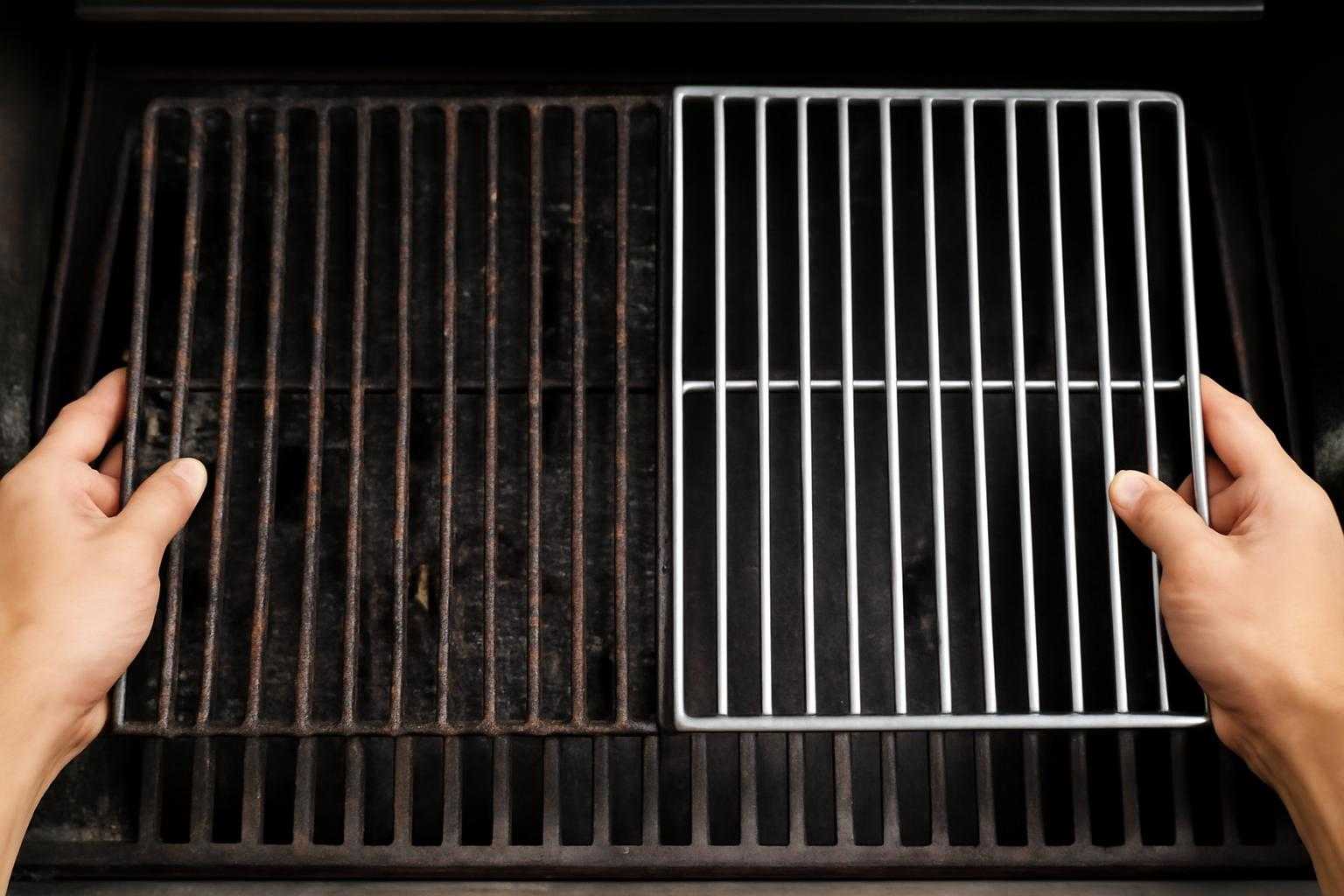 焼肉の網を新しいものに交換する人の手元の作業風景