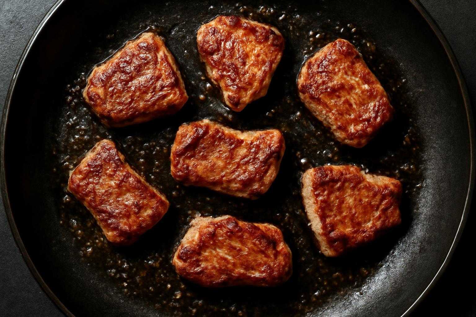 ホットプレートの上で肉が焼ける調理風景