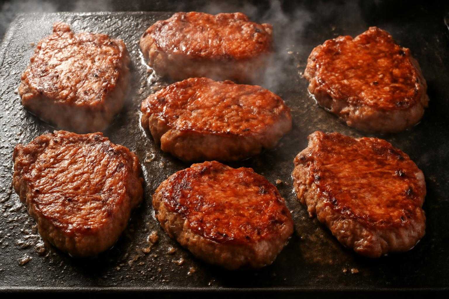 ホットプレートで焼かれているジューシーな肉