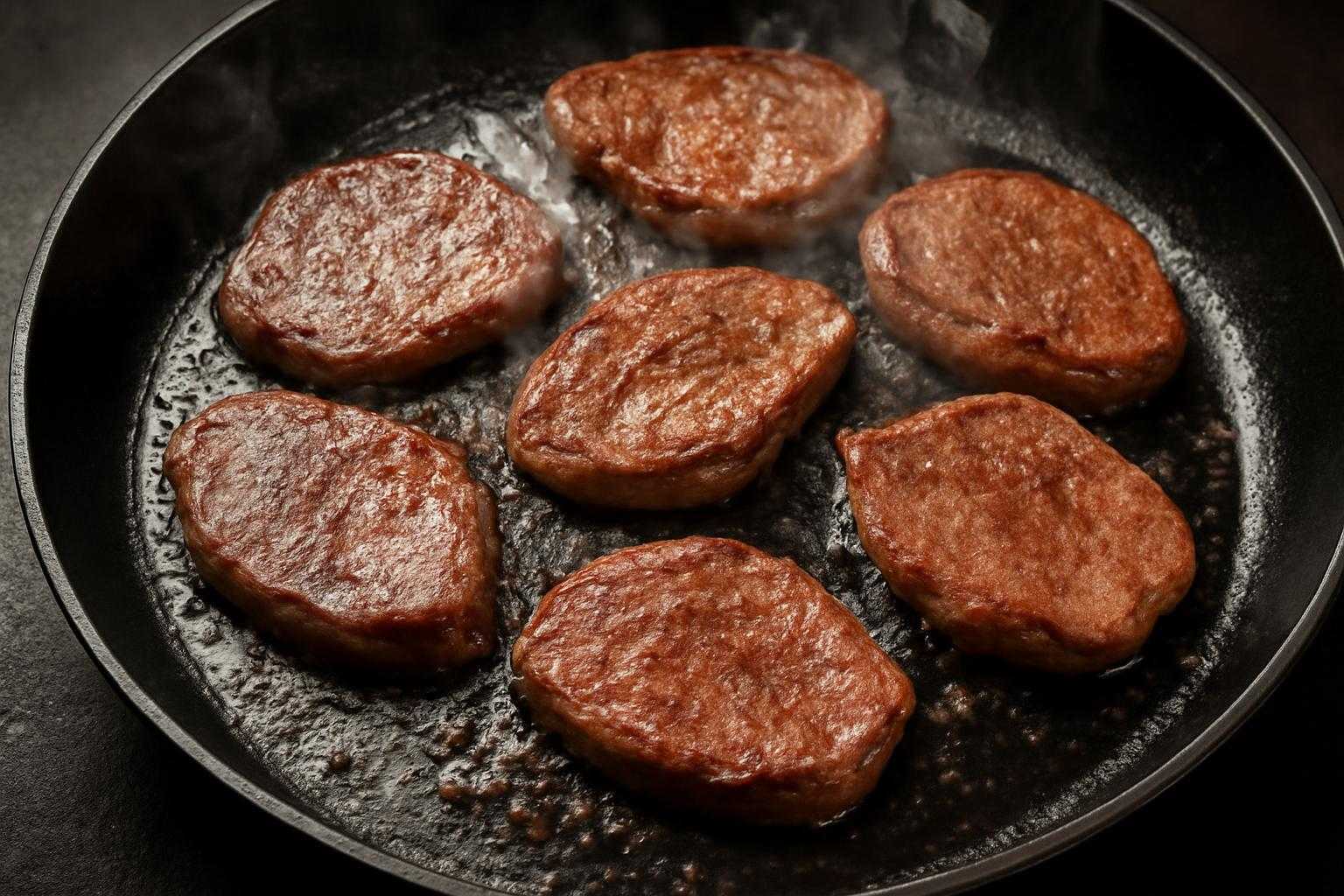 牛タンを焼く様子を上から見た調理シーン