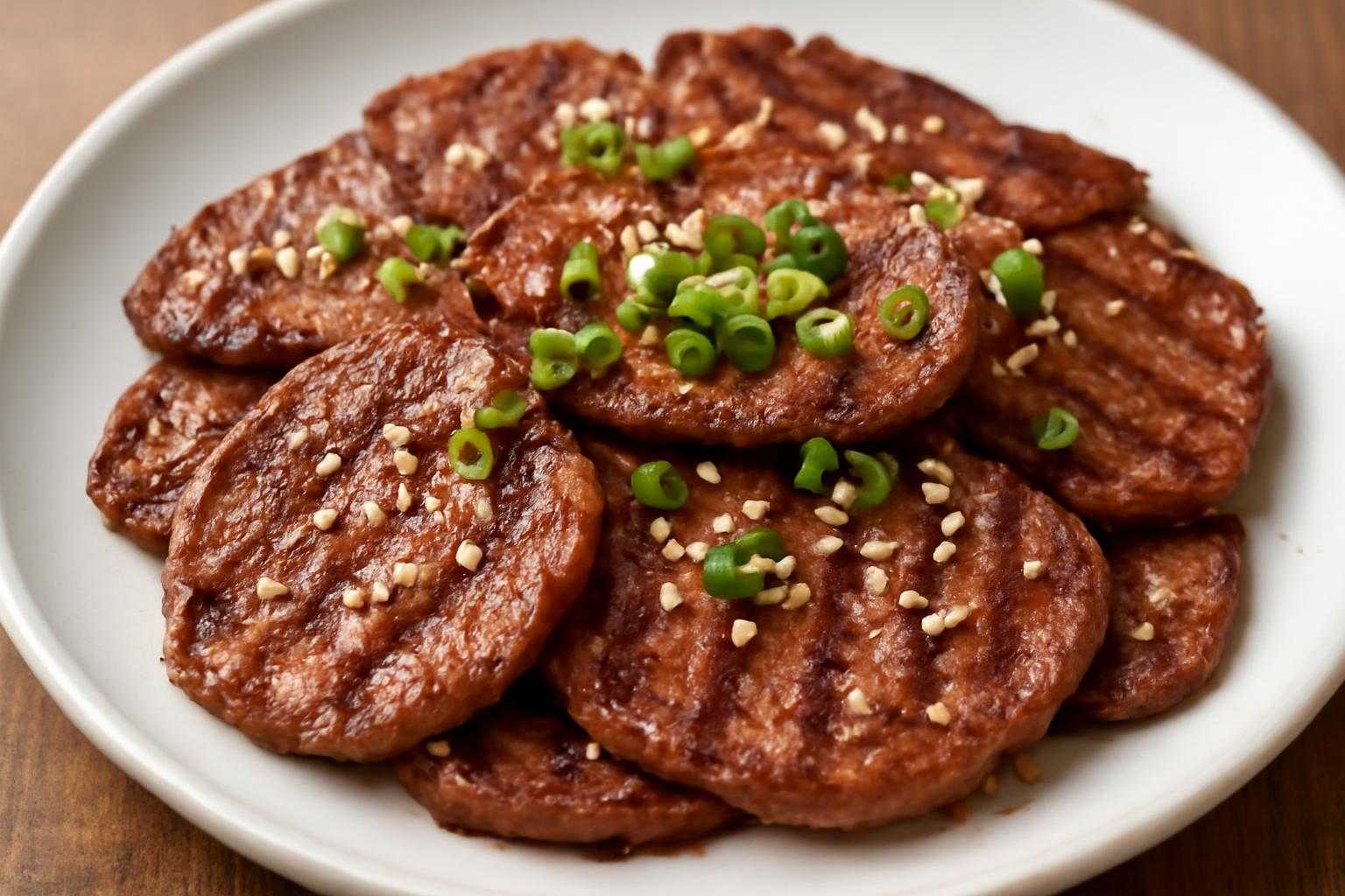 牛タンを塩やタレで味付けし、盛り付けた完成料理