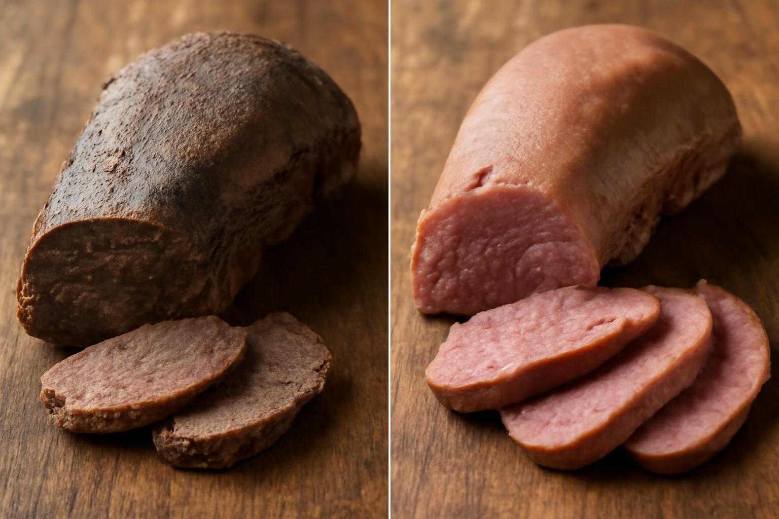 焼きすぎて硬くなった牛タンと正常に焼けた牛タンの比較