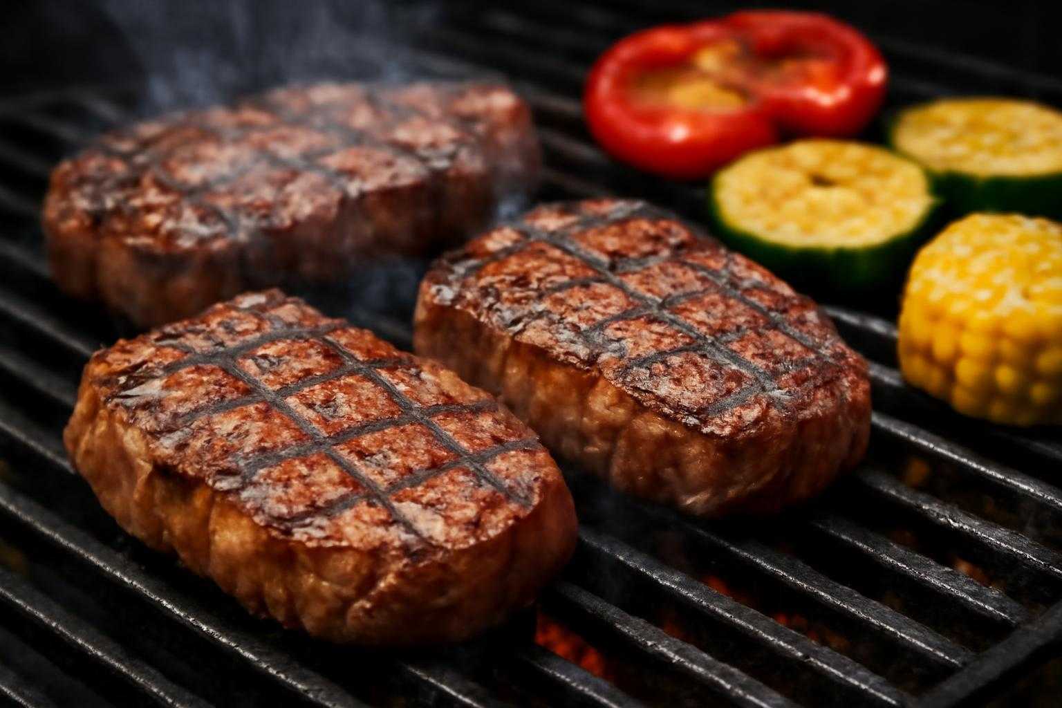 焼肉を焼く様子と食材の組み合わせを表現した調理シーン