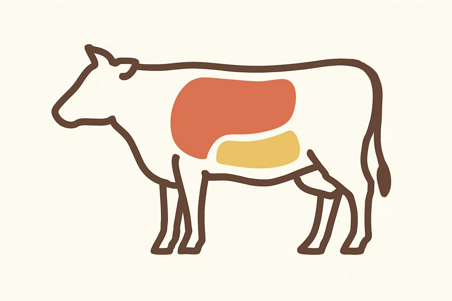 ハラミとサガリの部位を示した牛肉のカット図解