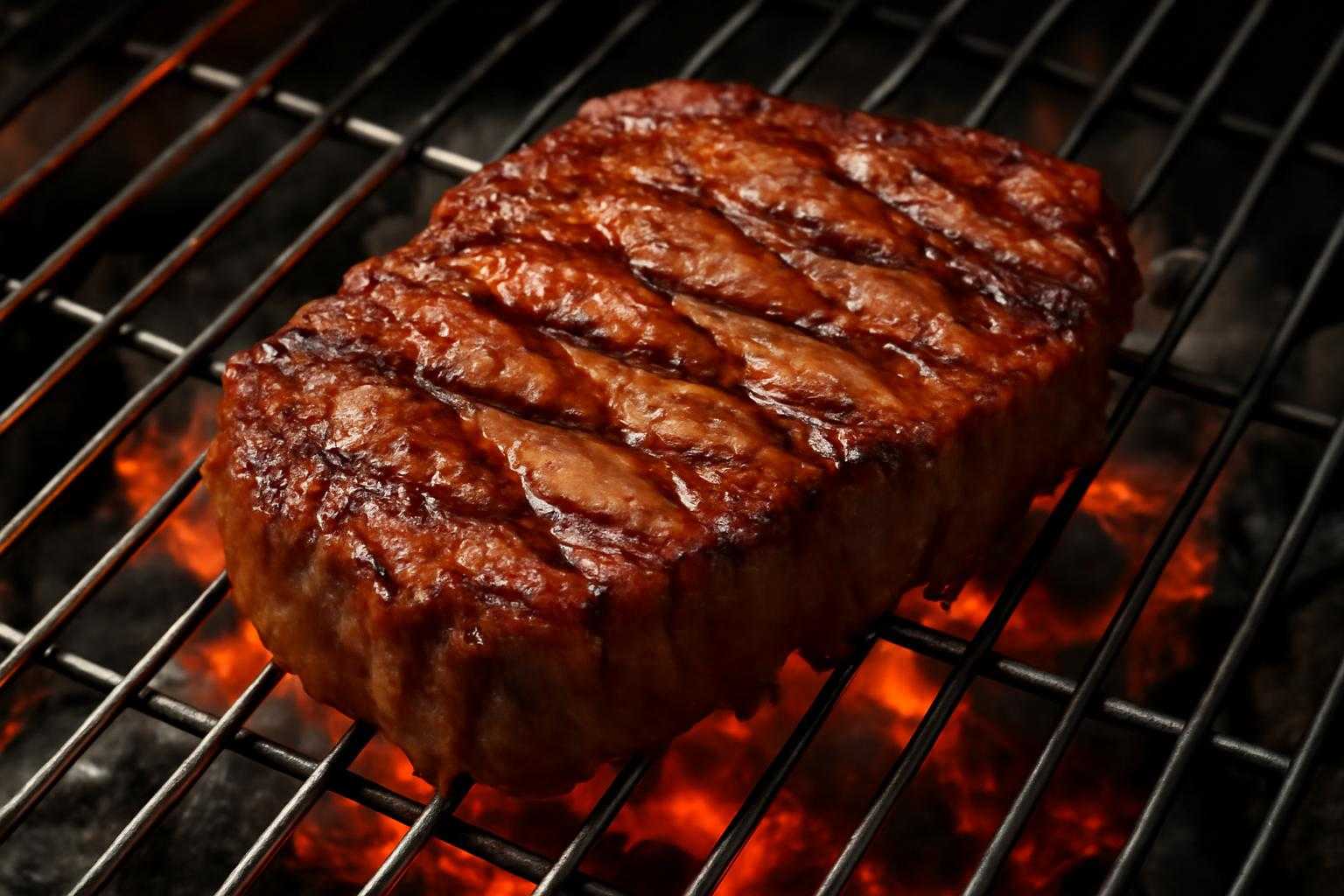 ホルモンを網焼きしている様子、火加減が調整されている状態