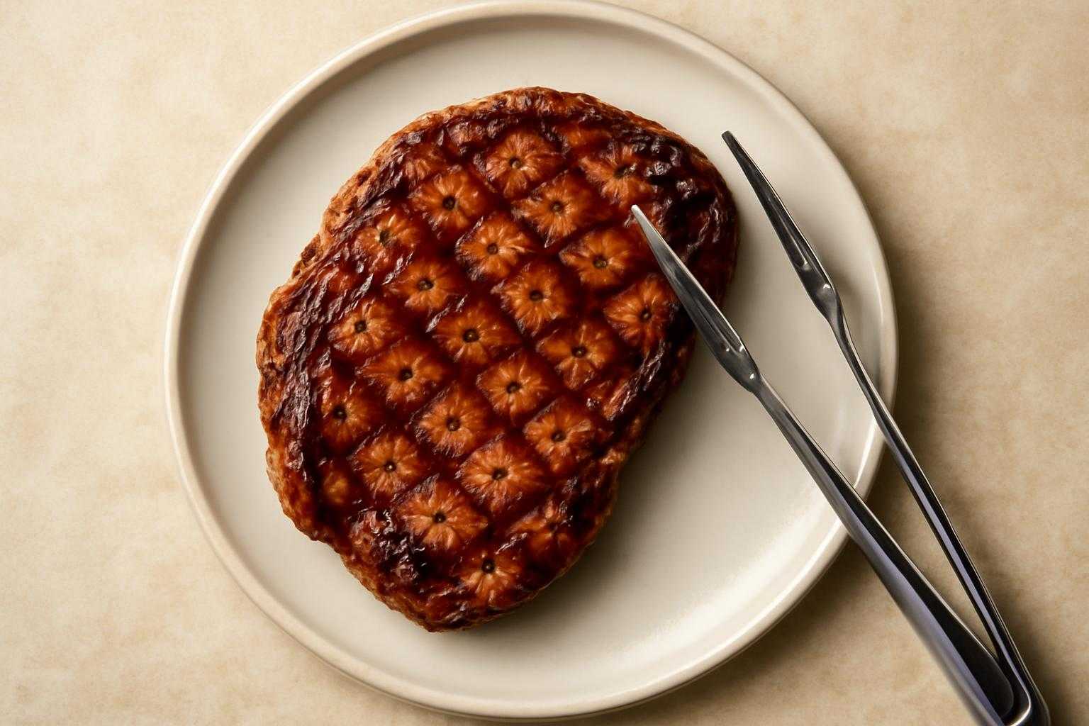 焼き上がったホルモンの色と質感、食べごろの状態を示す