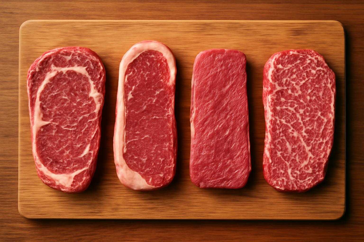 高級な牛肉の部位を示す比較イメージ